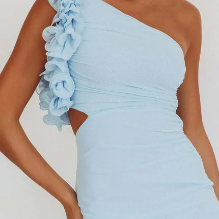Articat Elegant Slant Shoulder Flower Bodycon Party Club Evening Dress Women Sexy Backless Slim Spring/Summer New  2025 Vestido