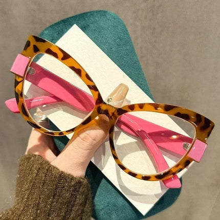 Women Large Cat Eye Reading Glasses Trendy Fashionable Oversized Far Sight Eyeglasses Men Female Anti-blue Plus Diopter Glasses