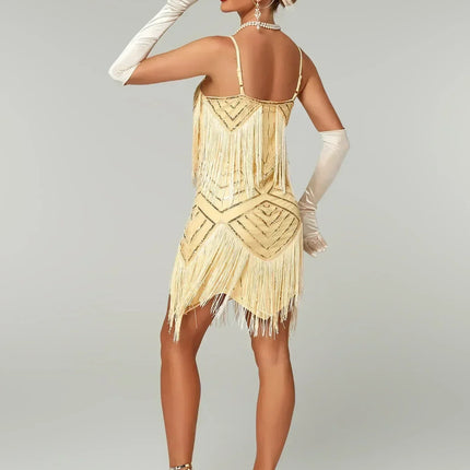 1920s Flapper Dress - Sequin Beaded Gatsby Fringe Mini - Plus Size