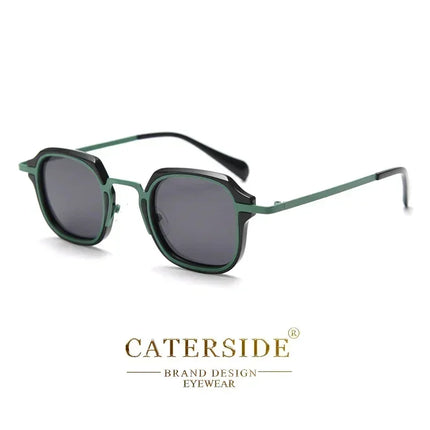 Caterside Punk Retro Polarized Sunglasses Men Mental Fashion Square Sun Glasses Women Outdoor Travel Driving Eyewear UV400
