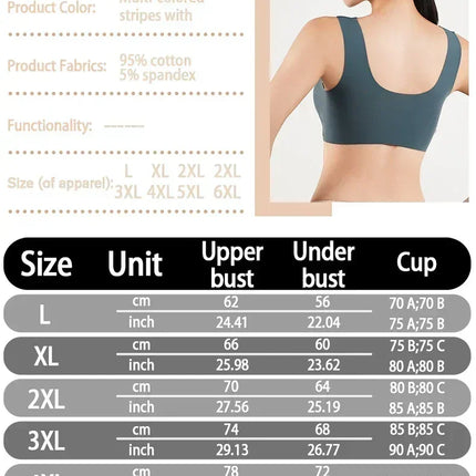 Women's Strappy Push Up Bra Seamless Padded Tops Casual Plus Size Soft Wireless Woman Bras XL-6XL Ice Silk Underwear