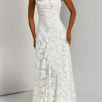Mozision Spaghetti Strap Backless Sexy Maxi Dress Women Gown Fashion Off-shoulder Sleeveless Lace-up Evening Club Party Dress