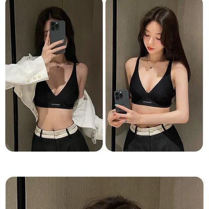 MOYISU Lingerie Women's Summer Traceless Small Bra Pull Together No Underwire Jelly Bar Soft Support Tuck Back Bra Cover