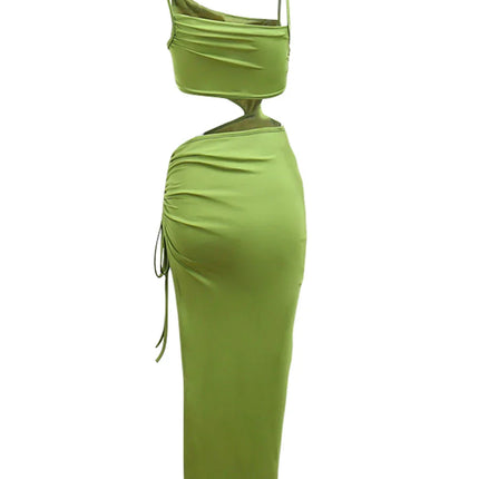 Summer Beach Casual Sexy Hollow Backless Tie Up Slip Dress