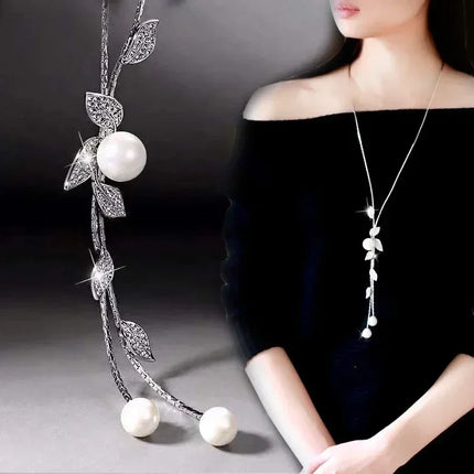 New Arrival Long Necklaces for Women 2024 Fashion Gray Crystal Choker Collier Femme Statement Necklaces & Pendants Accessories