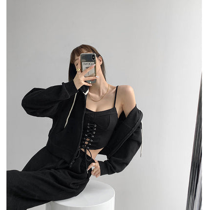 Y2k Tunic Tops Women Design Cross Bandage Camis Chic Slim Sleeveless Crop Top Female