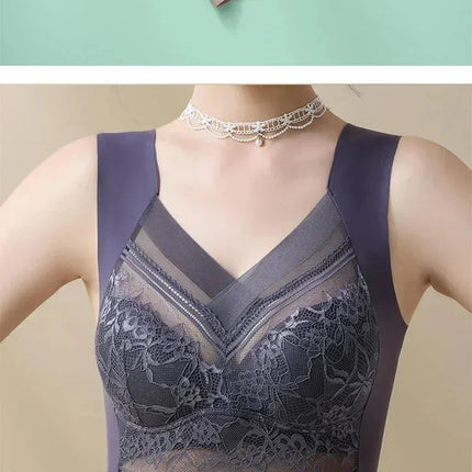 L-6L Women Large Bra Push Up Ice Silk Seamless upper Bralette Lace Wireless Summer Bras Plus Size Top Lingerie Underwear 15019