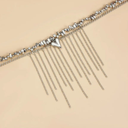 Fashion Heart Beaded Necklace for Women Boho Elegant Irregular Crystal Chain Y2K Choker Exquisite Party Gift Jewelry Accessories