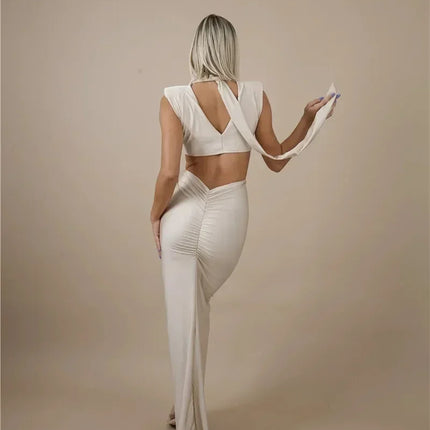 Mozision Hollow Out Turtleneck Sexy Maxi Dress For Women Fashion Solid Sleeveless Bodycon Tank Dresses Femme Club Party Dress