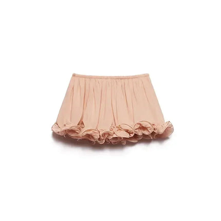 Elegant Ruffle Mini Skirt Set Women Sleeveless Halter Irregular Ruffles Top Mini Loose Short Skirts Sets 2025 Summer Lady Suit