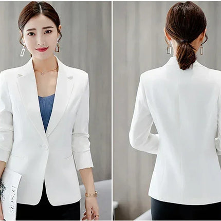 Royal Blue Suit Jacket Women's Stylish Slim Coat New Fall Women Blazer Pink, Red, White, Black Girl Tops Reefer Jackets