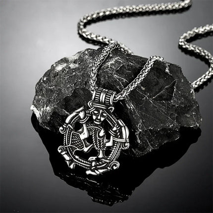 Vintage Vikings Loki Hollow Necklaces Men Stainless Steel Norse Mythology Trinity Pendant Amulet Scandinavian Jewelry Male Gifts