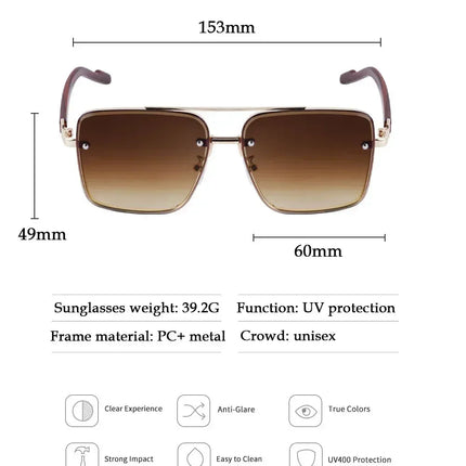 New Square Sunglasses For Men Vintage Outdoor Sunglasses Oculos Designer Wooden Glasses Sunscreen Sun Lentes Dropshipping Gafas