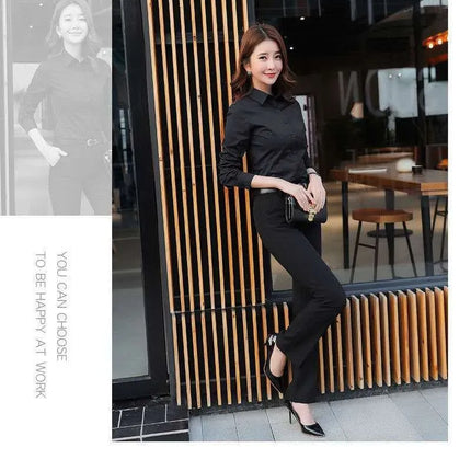 Polyester Cotton Shirts for Women Long Sleeve Blouse