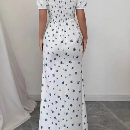 Elegant Short-sleeved Dress For Women Spring Summer Fashion Printing Waist-tightening Patchwork Loose Casual Dresses Female