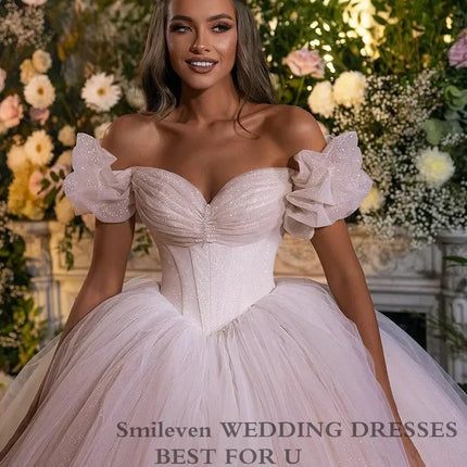 Smileven Princess Wedding Dress Corset Sweetheart Neck Ball Gowns Glitter Tulle Bride Dresses Robe De Mariee Wedding Gowns