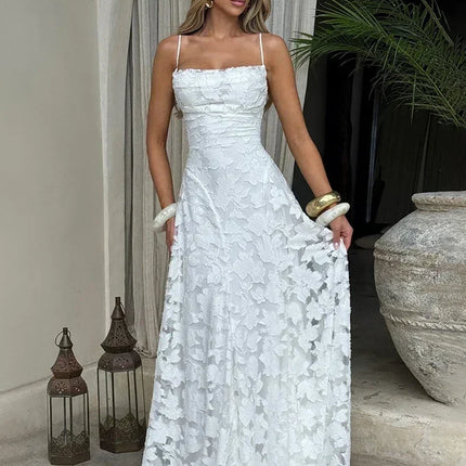 Mozision Spaghetti Strap Backless Sexy Maxi Dress Women Gown Fashion Off-shoulder Sleeveless Lace-up Evening Club Party Dress