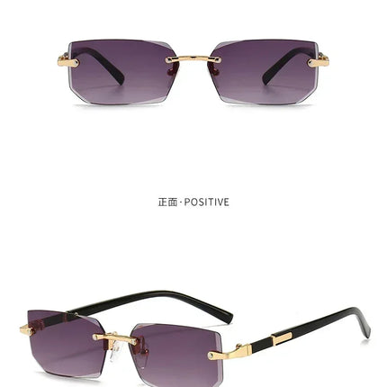 Rimless Sunglasses Rectangle Fashion Popular Women Men Shades Small Square Sun Glasses For Female male Summer Traveling Oculos