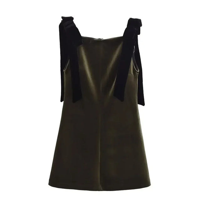 TFMLN Autumn New Women Dress 2024 Slim Chic Sleeveless Dress Bow Casual  Mini Frock Female Fashion Elegant Short Party Dress