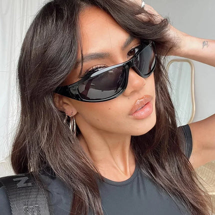 Unique Y2K Designer Luxury Sunglasses Women Rectangle Big Frame Sun Glasses For Men Outdoor UV Protection Classic 2000S Black Sh