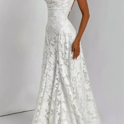 Mozision Spaghetti Strap Backless Sexy Maxi Dress Women Gown Fashion Off-shoulder Sleeveless Lace-up Evening Club Party Dress