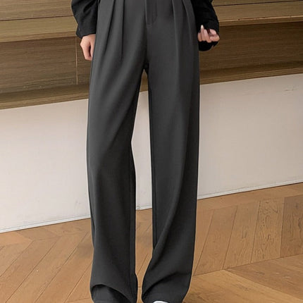 High Waist Loose Female Wide Leg Pants Spring Summer Solid Straight Trousers