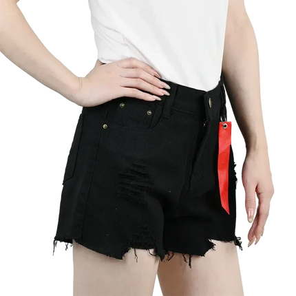 3pcs Women's High Waist Denim Shorts 2025 Summer Black Blue White Hot Pants Ripped Jeans Shorts Woman Short Trousers Streetwear