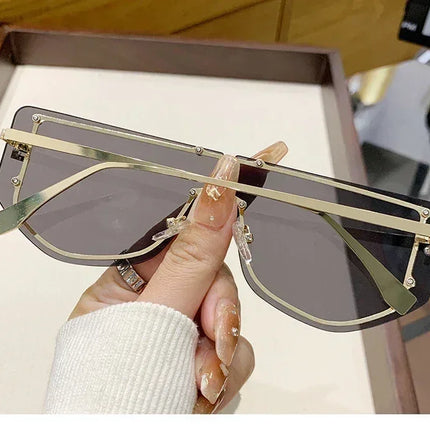 Sunglasses Integrated Frame High-end Frameless New Sunglasses Metal Polygonal Fashion Glasses 90288