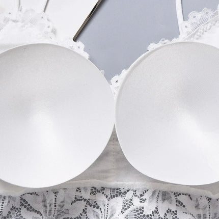 Women Wireless Lace Flower Bra Push Up Bralette Sexy Lingerie Full Cup Backless Vest Brassiere Soft Top Plus Size Underwear