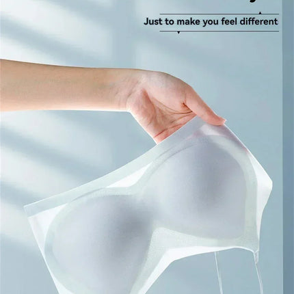 3PCS Ultra-Thin Breathable Ice Silk Top Bras Women's Bustier Underwear Seamless Back Halter Vest Wrap Wireless Bras Solid Color