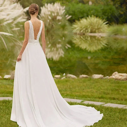 Beach Wedding Dress 2024 - Boho Lace Backless Gown Customizable | Femstylo