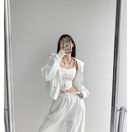 Y2k Tunic Tops Women Design Cross Bandage Camis Chic Slim Sleeveless Crop Top Female