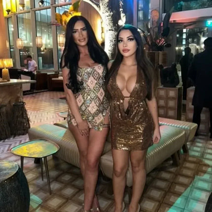 Colorful Rhombus Sequins Sexy Mini Dress Elegant Chic Straps Slit Bodycon Party Dresses Summer Holidays Evening Women Dress 2025