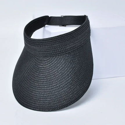 Spring and Summer Women's Outdoor Sunshade  Straw Hat Fashion Empty Top  Duck Tongue Hat Big Brim Cap G37