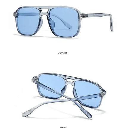 SO&EI Fashion Double Bridges Square Rivets Women Sunglasses Retro Men Gradient Shades UV400 Sun Glasses