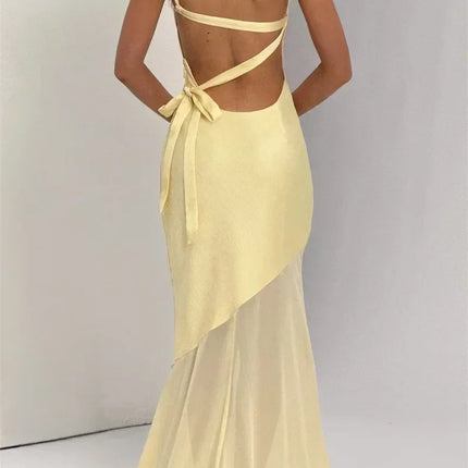 Mozision One Shoulder Backless Sexy Maxi Dress Women Gown Fashion Patchwork Sleeveless Bodycon Club Party Long Dress Elegant