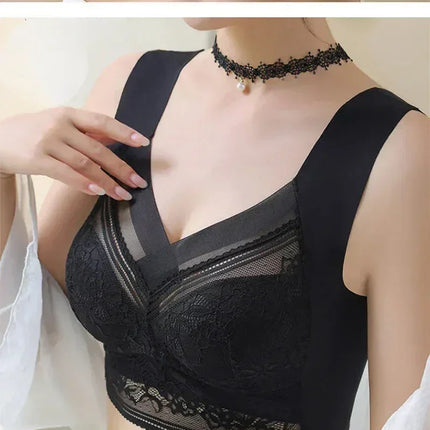 L-6L Women Large Bra Push Up Ice Silk Seamless upper Bralette Lace Wireless Summer Bras Plus Size Top Lingerie Underwear 15019