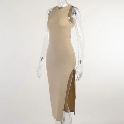 Y2K solid Sexy slit Club Party Night Wrap Bodycon Dress