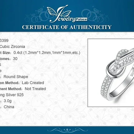 JewelryPalace New Arrival Infinity Love Knot Gemstone 925 Sterling Silver Statement Ring for Woman Fashion Classic Fine Jewelry