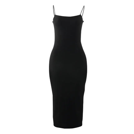 Black Backless Bodycon Maxi Dress | Gothic Spaghetti Strap Dress -femstylo