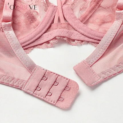 Logirlve Wholesale 3PCS Sexy Underwear Woman Lace Bras Hollow out Ultrathin Bra Women's lingerie Big Size Bra