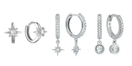925 Sterling Silver Ear Needle Fashion Hoop Earrings White Crystal Luxury Women's Silver Earrings Wedding Women's Jewelry Gift