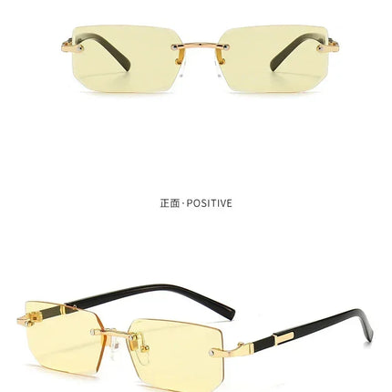 Rimless Sunglasses Rectangle Fashion Popular Women Men Shades Small Square Sun Glasses For Female male Summer Traveling Oculos