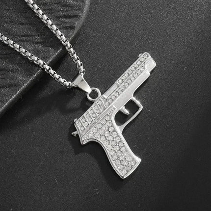Ice Out Zircon Polite Gesture Middle Finger Necklace Men Women Punk Hip Hop Rap Rock Party Jewelry Gift