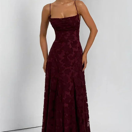 Mozision Spaghetti Strap Backless Sexy Maxi Dress Women Gown Fashion Off-shoulder Sleeveless Lace-up Evening Club Party Dress