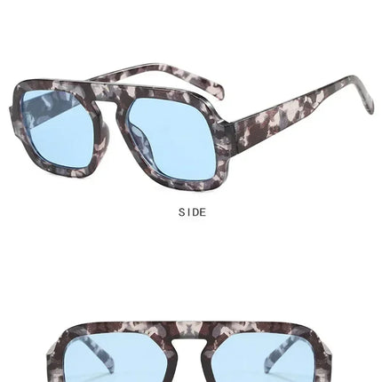 DOHOHDO 2025 Fashion Square Sunglasses Women New Retro Black Brown Thick Frame Pilot Sun Glasses Woman Chic Polygon Shades UV400