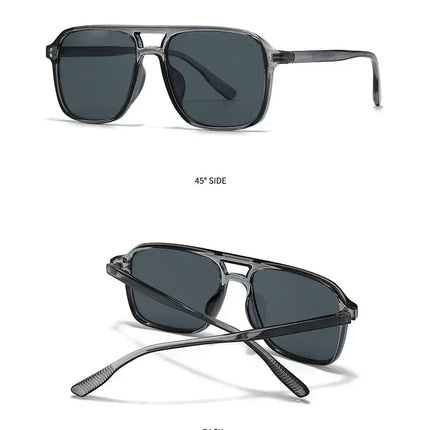 SO&EI Fashion Double Bridges Square Rivets Women Sunglasses Retro Men Gradient Shades UV400 Sun Glasses