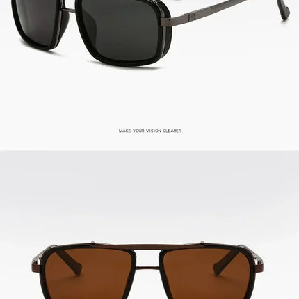 New Sunglasses Punk Sunglasses New Men's Square Uv400 Twin-beam Aviator Sunglasses