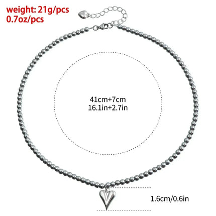 Fashion Heart Beaded Necklace for Women Boho Elegant Irregular Crystal Chain Y2K Choker Exquisite Party Gift Jewelry Accessories