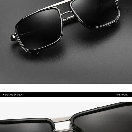New Sunglasses Punk Sunglasses New Men's Square Uv400 Twin-beam Aviator Sunglasses